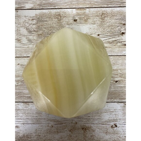 Onyx Paperweight Geometrical Tetradecagon Natural White Cream Brown Marbling Vtg - Picture 12 of 13